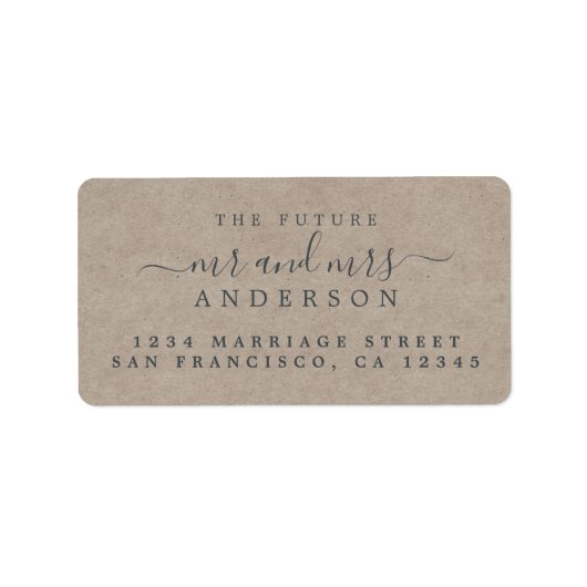 Étiquette Futur M Mlle Papier Kraft Adresse Mariage Script (Devant)