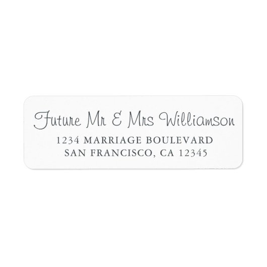 Étiquette Futur M. Mme Black White Mariage Adresse de retour (Devant)