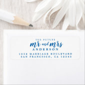 Étiquette Futur M. Mme Blue Ink Script Adresse de retour (En situation)
