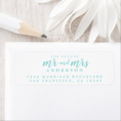 Étiquette Futur M. Mme Blue Ink Script Adresse de retour (En situation)