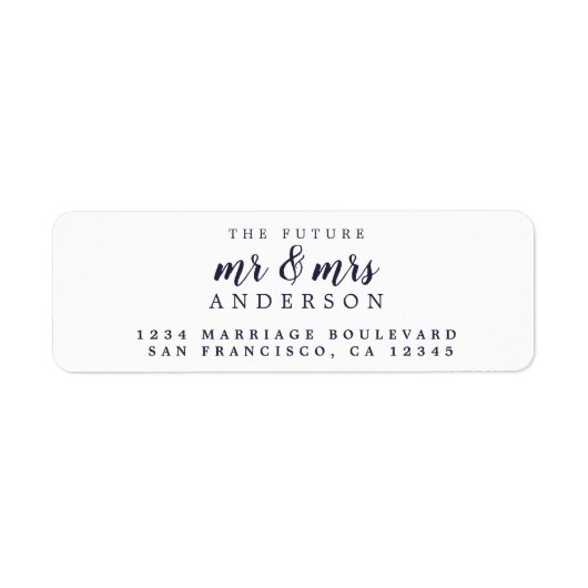 Étiquette Futur M. Mme Blue White Mariage Adresse de retour (Devant)