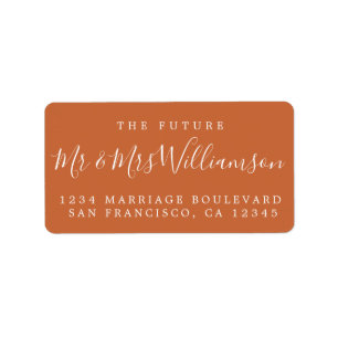 Étiquette Futur M. Mme Burnt Orange Mariage Adresse de retou