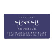 Étiquette Futur M. Mme Chic Script Mariage Adresse de retour (Devant)