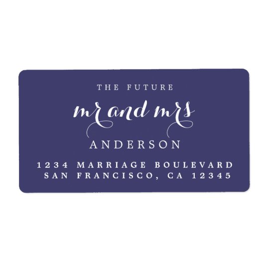 Étiquette Futur M. Mme Chic Script Mariage Adresse de retour (Devant)