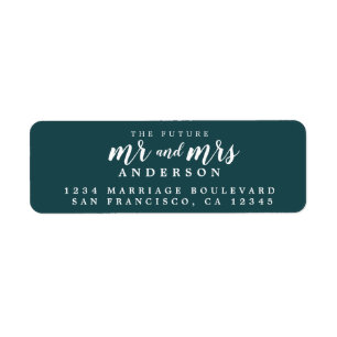 Étiquette Futur M. Mme Deep Mariage Turquoise Adresse de ret