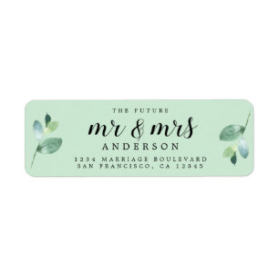 Étiquette Futur M. Mme Green Foliage Mariage Adresse de reto