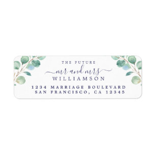 Étiquette Futur M. Mme Green Foliage Mariage Adresse de reto