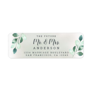 Étiquette Futur M. Mme Green Foliage Mariage Adresse de reto