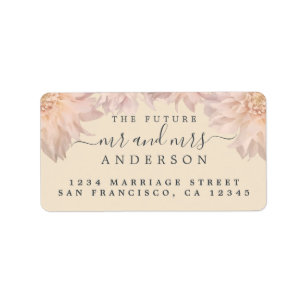Étiquette Futur M. Mme Pink Floral Dahlia Mariage Adresse
