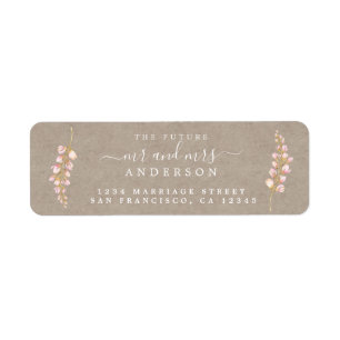 Étiquette Futur M. Mme Rustic Floral Mariage Adresse de reto