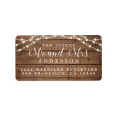 Étiquette Futur M. Mme Rustic Wood Lights Mariage Adresse (Devant)