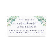 Étiquette Futur M. Mme Script Green Foliage Adresse du Maria (Devant)