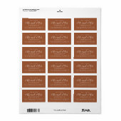 Étiquette Futur M. Mme Script TerraCotta Adresse de retour (Feuille entière)
