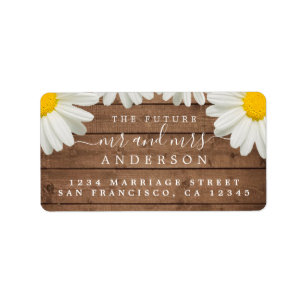 Étiquette Futur M. Mme White Daisies Mariage Adresse de reto