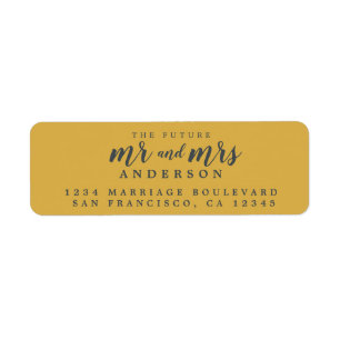 Étiquette Futur M. Mme Yellow Ochre Mariage Adresse de retou