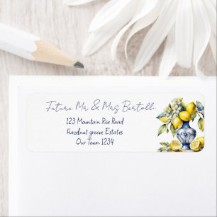 Étiquette Futur monsieur mrs bleu vase citrons mariage