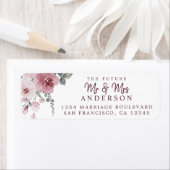 Étiquette Future M. Mme Dusty Rose Floral Adresse de retour (En situation)