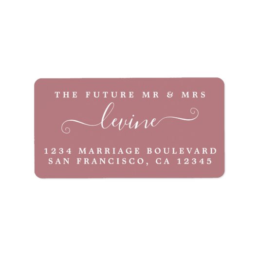 Étiquette Future M. Mme Dusty Rose Mariage Adresse de retour (Devant)