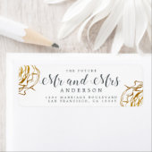Étiquette Future M. Mme Gold Floral Mariage Adresse de retou (En situation)