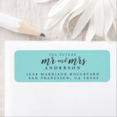 Étiquette Future M. Mme Turquoise Mariage Adresse de retour (En situation)