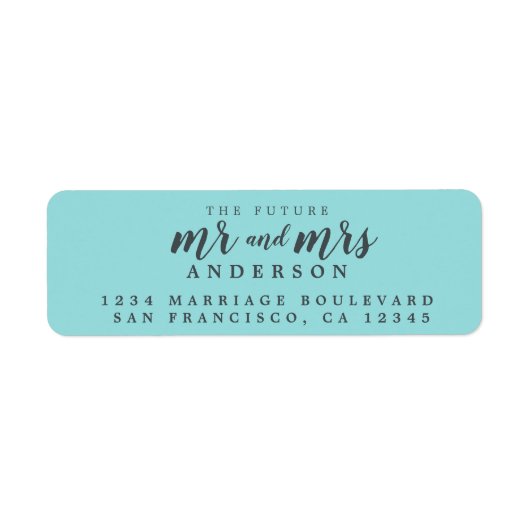 Étiquette Future M. Mme Turquoise Mariage Adresse de retour (Devant)