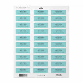Étiquette Future M. Mme Turquoise Mariage Adresse de retour (Feuille entière)
