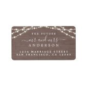 Étiquette Future Mr Mrs Rustic Wood Lights Wedding Address (Devant)