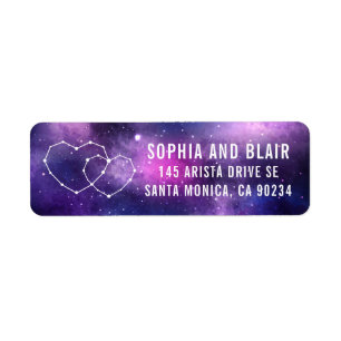 Étiquette Galaxy Mariage Hearts Constellation Adresse de ret