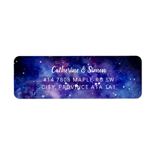 Étiquette GALAXY nuit ciel étoiles aquarelle élégante peintu (Devant)