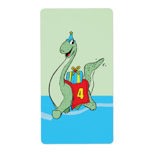 Étiquette Garçon, 4e anniversaire Dinosaur (Devant)