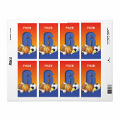 Étiquette Garçon 6e anniversaire Sports Balls (Feuille entière)