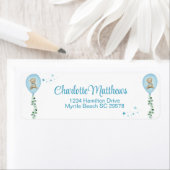 Étiquette Garçons Bear Blue Balloon Eucalyptus Baby shower (En situation)