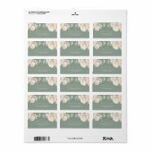 Étiquette Garden Roses Floral Sage Green Wedding  (Feuille entière)