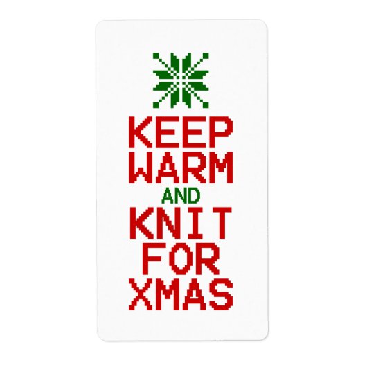 Étiquette Gardez chaud et tricot pour Noël (Devant)
