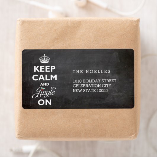 Étiquette Gardez Le Calme Et Jingle Sur Chalkboard Drôle Vac (En situation)