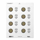 Étiquette GARDEZ LE CALME ET LE JEU SUR - Cible de flechette (Feuille entière)