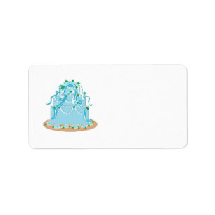 Étiquette Gâteau de Mariage Bleu Élégant
