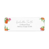 Étiquette Gâteau de pêche à l'aquarelle avec fleurs (Devant)