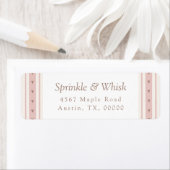 Étiquette Gâteau Rétro Rose Et Brun À Rayures De Cœur (En situation)