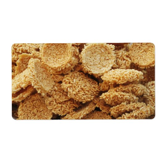 Étiquette Gâteaux de riz soufflé ~ Sucres asiatiques Dessert (Devant)