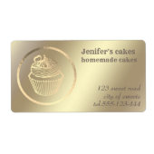 Étiquette Gâteaux et friandises maison en feuille d'or (Devant)