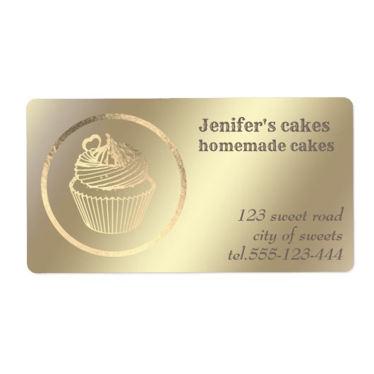 Étiquette Gâteaux et friandises maison en feuille d'or (Devant)