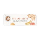 Étiquette Gaufres Café Fruits Aquarelle Petit-déjeuner Brunc (Devant)