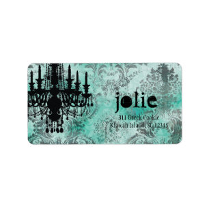 Étiquette GC Jolie Chandelier Turquoise Lime Damask