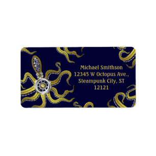 Étiquette Gears Steampunk Octopus Kraken