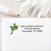 Étiquette Gecko Cartoon Vert (En situation)