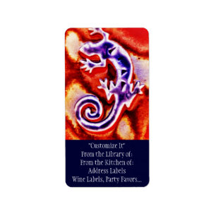 Étiquette Gecko orange pourpre bleu génial de lézard du