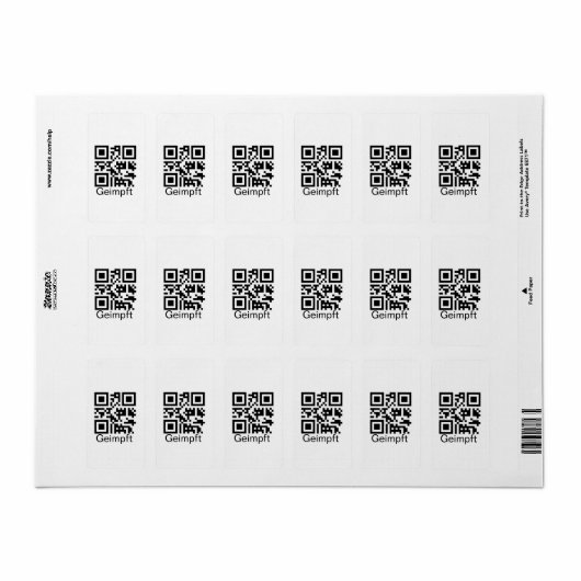 Étiquette Geimpft mit QR-Code (Feuille entière)
