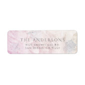 Étiquette Gelée hiver Silver Snowflake rose Adresse de retou (Devant)