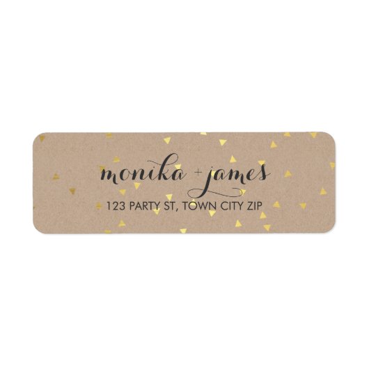 Étiquette GEO CONFETTI mignon feuille d'or fendy kraft tenda (Devant)